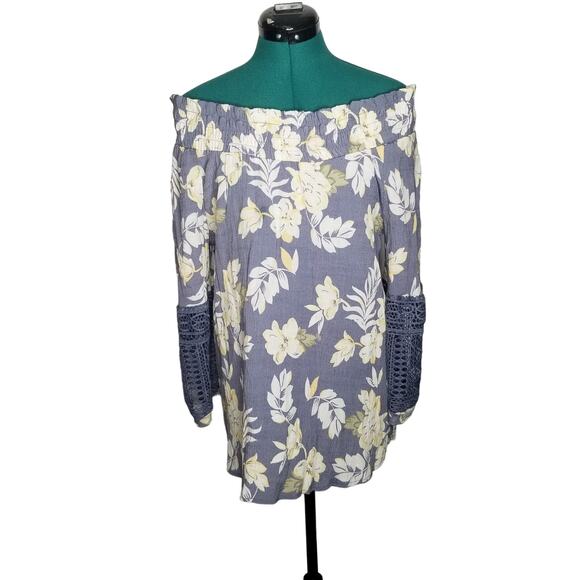 By Design Off the Shoulder Embroidered Sleeve Top, Size L - Picture 1 of 9